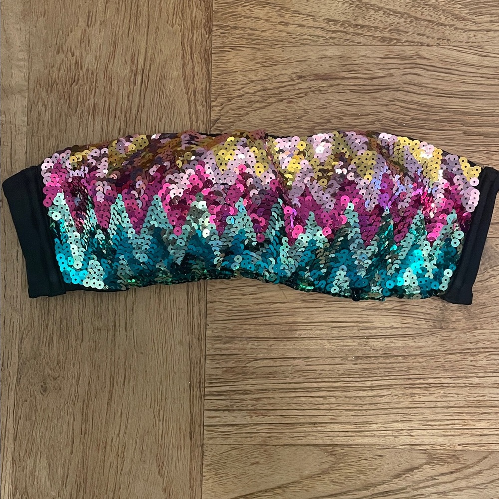 Victoria's Secret Sequin Bikini Black Bandeau